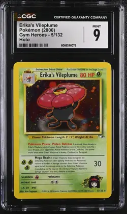CGC 9 MINT Erika's Vileplume 2000 Gym Heroes 5/132 Holo Pokemon Card - Image 1