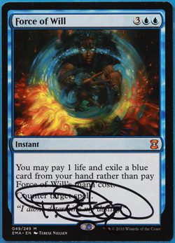 Force of Will Eternal Masters NM Blue Mythic Rare SIGNED CARD (505022) ABUGames - Image 1