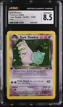 CGC 8.5 Dark Slowbro Team Rocket 1st Edition 12/82 Holo SWIRL Pokemon Card - Image 1