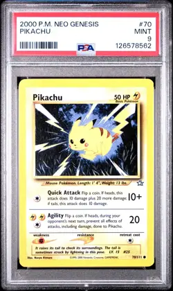 PSA 9 MINT Pikachu Neo Genesis Pokemon Card 70/111 - Image 1