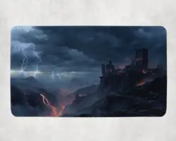 Storm Castle Ruins MTG Playmat - Lava Chasm Fantasy Magic Game Mat - Image 1