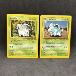 Pokemon TCG - Nidorina 40/64 & Nidoran 57/64 Non-Holo Lot - WOTC Jungle - MP - Image 1