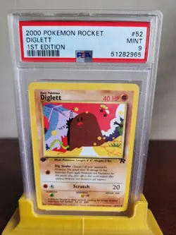 Pokemon PSA 9 MINT Diglett 52/82 Rocket 1st Edition Common - Image 1