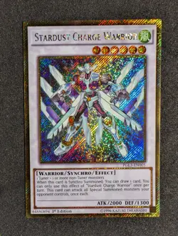 Yugioh - Stardust Charge Warrior PGL3-EN005 1st Edition Gold Secret Rare NM - Image 1