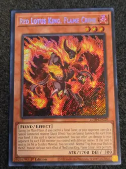 Yugioh Red Lotus King, Flame Crime BLTR-EN028 Secret Rare 1st Ed NM - Image 1