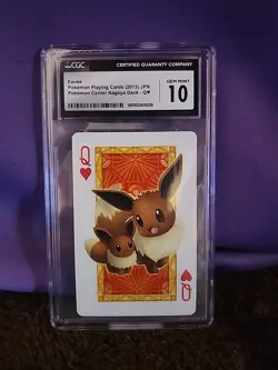 CGC 10 2013 Eevee Queen Of Hearts Pokemon Center Nagoya Playing Card Japan - Image 1