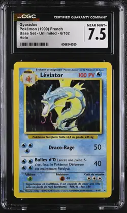 CGC 7.5 French Gyarados 1999 Base Set 6/102 Holo Pokemon Card - Image 1