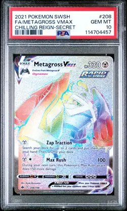 2021 POKEMON SWORD & SHIELD CHILLING REIGN SECRET FULL ART/METAGROSS VMAX PSA 10 - Image 1