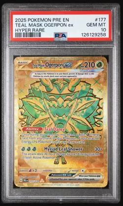 2025 Pokemon Teal Mask Ogerpon EX Prismatic Evolutions EN Gold PSA 10 - Image 1