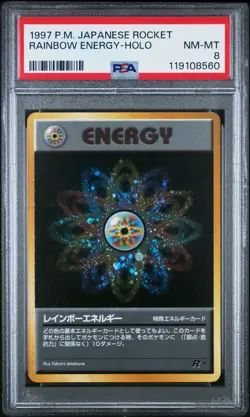 1997 POKEMON JPN ROCKET RAINBOW ENERGY-HOLO PSA 8 - Image 1