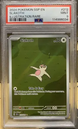 2024 POKEMON SSP EN: SURGING SPARKS ILLUSTRATION RARE SLAKOTH 212/191 PSA 9 - Image 1