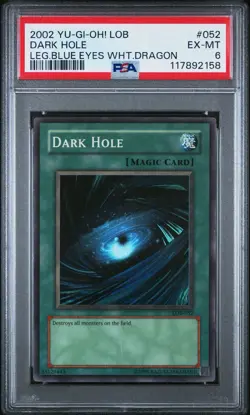 2002 Yu-Gi-Oh! Dark Hole Legend of Blue Eyes LOB Unlimited Super Rare PSA 6 - Image 1