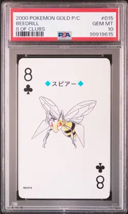PSA10 2000 POKEMON GOLD VERSION PLAYING CARDS 015 BEEDRILL 8 OF CLUBS POP5 - Image 1