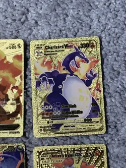 Pokemon Set of 10 Charizard Evo GX,EX, V & VMax Gold Foil Fan Art Cards - Image 5