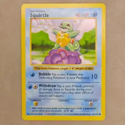 Squirtle 063/102 Base Set (Shadowless) Regular WOTC Vintage Pokemon NM Near Mint - Image 1
