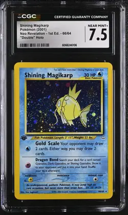 CGC 7.5 Shining Magikarp Neo Revelation 1st Edition 66/64 Double Holo Pokemon - Image 1