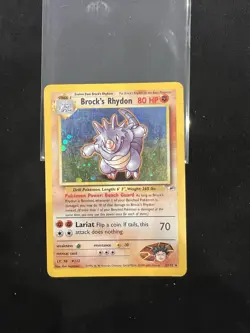 Pokemon Brock's Rhydon Gym Heroes 2/132 Holo Unlimited Holo Bleed Swirl Rare - Image 5