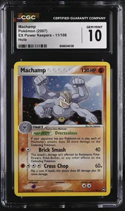 CGC 10 GEM MINT Machamp 2007 EX Power Keepers 11/108 Holo Pokemon Card - Image 1