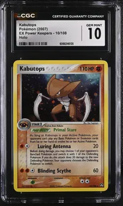 CGC 10 GEM MINT Kabutops 2007 EX Power Keepers 10/108 Holo Pokemon Card - Image 1