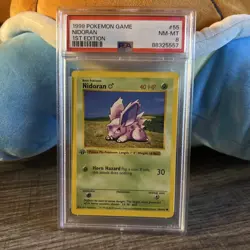 PSA 8 - Pokemon Card - Base 55/102 - NIDORAN (common) *1st Edition* - NM-MT - Image 1