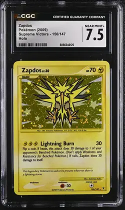 CGC 7.5 Zapdos 2009 Supreme Victors 150/147 Holo SWIRL Pokemon Card - Image 1