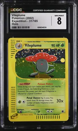 CGC 8 Vileplume 2002 Expedition 31/165 Holo Pokemon Card - Image 1