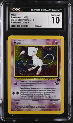 CGC 10 GEM MINT Mew 2000 Black Star Promos 9 Holo Pokemon Card - Image 1