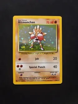Pokemon TCG Hitmonchan Holo Rare Card Base Set 7/102 - Image 1