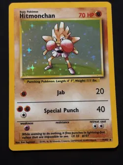 Pokemon TCG Hitmonchan Holo Rare Card Base Set 7/102 - Image 3