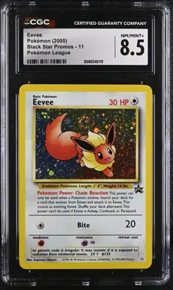 CGC 8.5 Eevee 2000 Black Star Promos 11 Holo SWIRL Pokemon Card - Image 1