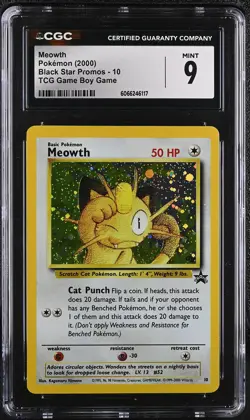 CGC 9 MINT Meowth 2000 Black Star Promos 10 Holo Pokemon Card - Image 1