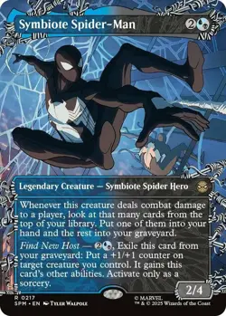 NM-Mint, English MTG Foil Symbiote Spider-Man - Foil - Borderless Marvel's Spide - Image 1