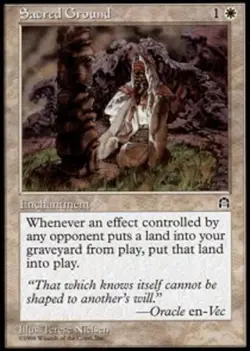 Moderate Play, English MTG Regular Sacred Ground Stronghold Magic the Gathering - Image 1