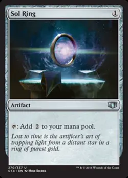 Heavy Play, English MTG Regular Sol Ring Commander 2014 Magic the Gathering - Image 1