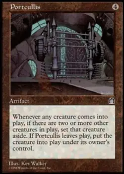 Heavy Play, English MTG Regular Portcullis Stronghold Magic the Gathering - Image 1