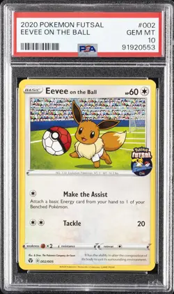 2020 POKEMON FUTSAL #002 EEVEE ON THE BALL PSA 10 - Image 1