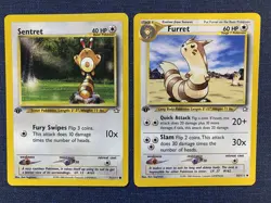 Sentret (71/111) & Furret (35/111) 1st Edition Lot Neo Genesis Pokemon TCG - Image 1