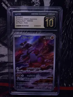CGC Pristine 10 Groudon Art Rare Holo Raging Surf Japanese 2023 Pokemon #069 - Image 1