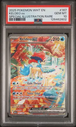 2025 POKEMON WHT EN-WHITE FLARE SPECIAL ILLUSTRATION RARE #167 KELDEO EX PSA 10 - Image 1