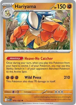 NM-Mint, English Pokemon Holo Hariyama - 073/132 - Holo Rare ME - Mega Evolution - Image 1