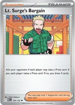 NM-Mint, English Pokemon Regular Lt. Surge's Bargain - 120/132 - Uncommon ME - M - Image 1