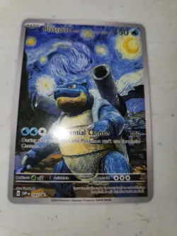 Blastoise Starry Night Pokemon Card Art Style Trading Cards - Image 1