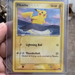 Pikachu POP Series 5 12/17 Pikachu Riding Wailmer Non Holo Pokemon Card 12/17 LP - Image 1