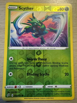 Pokemon TCG Scyther 004/192 Rebel Clash Reverse Holo Rare Card - Image 1