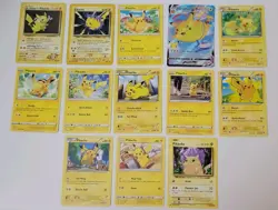 Lot of 13 Pikachu TCG Pokemon Cards All Unique, Various Sets or Customize a Lot - Image 1