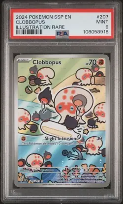 2024 Pokemon Surging Sparks Clobbopus ILLUSTRATION RARE FULL ART PSA 9 MINT 207 - Image 1