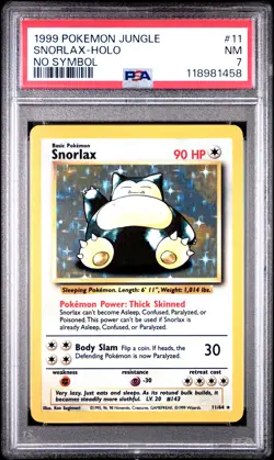 1999 POKEMON JUNGLE NO SYMBOL #11 SNORLAX-HOLO PSA 7 - Image 1