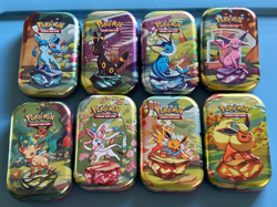 Pokemon Prismatic Evolutions Mini Tins Opened No Packs Full Set Of 8 Empty Tins - Image 1