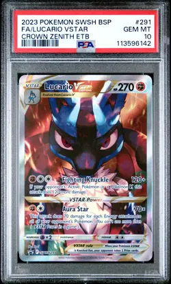 2023 POKEMON SWSH BLACK STAR PROMO #291 FULL ART/LUCARIO VSTAR PSA 10 - Image 1