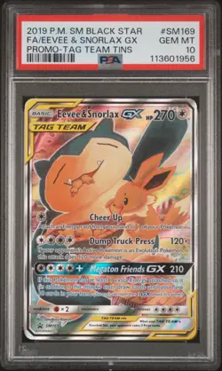 2019 POKEMON SM BLACK STAR PROMO #SM169 FULL ART/EEVEE & SNORLAX GX PSA 10 - Image 1